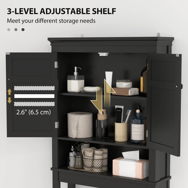 Meuble de rangement à 3 niveaux au-dessus des toilettes avec étagère réglable