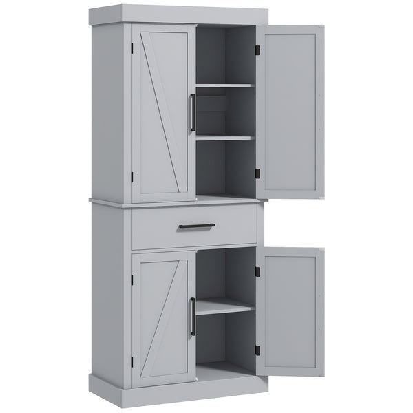 Garde-manger de style campagnard avec 4 portes de grange, gris