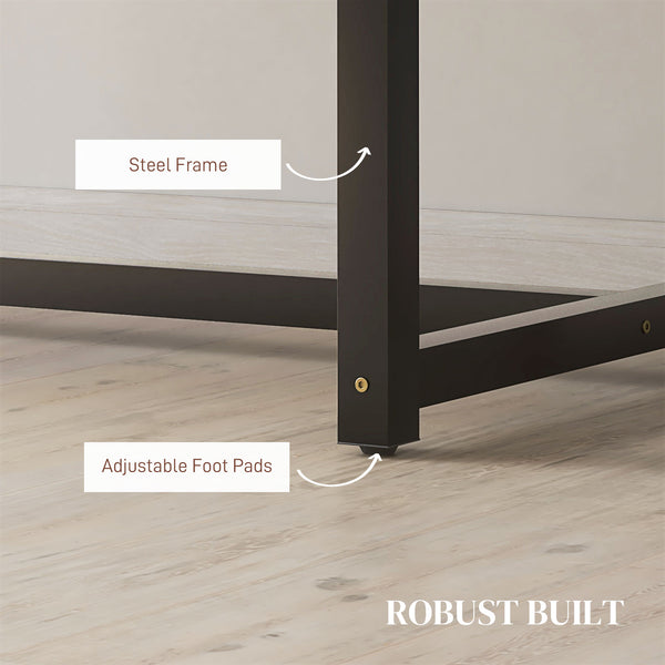 Folding Dining Table for 4-6 People with Steel Frame, Brown Wood Grain