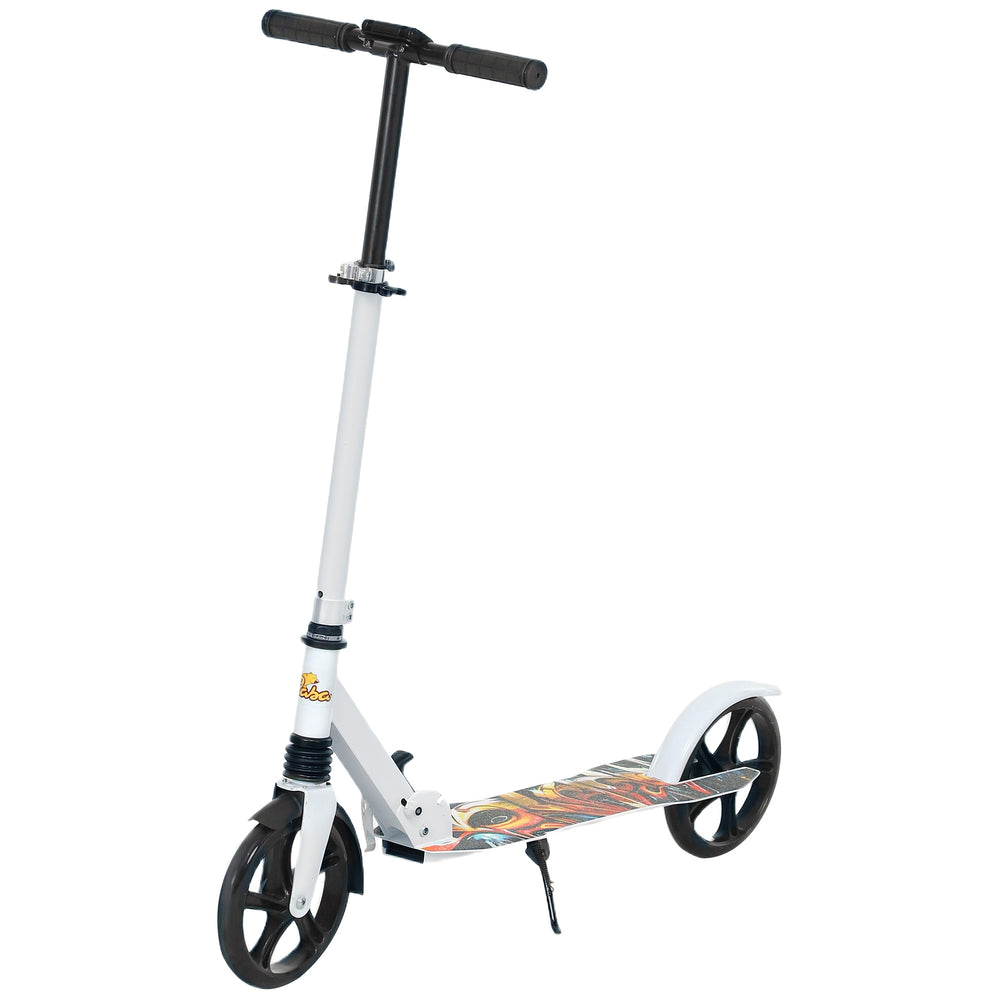 Trottinette avec hauteur réglable, frein arrière, grande roue de 20 cm, pliable, blanche
