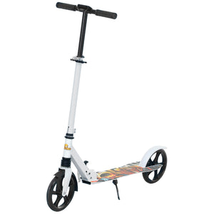 Trottinette avec hauteur réglable, frein arrière, grande roue de 20 cm, pliable, blanche