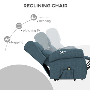 Fauteuil releveur à oreilles pour personnes âgées, bleu