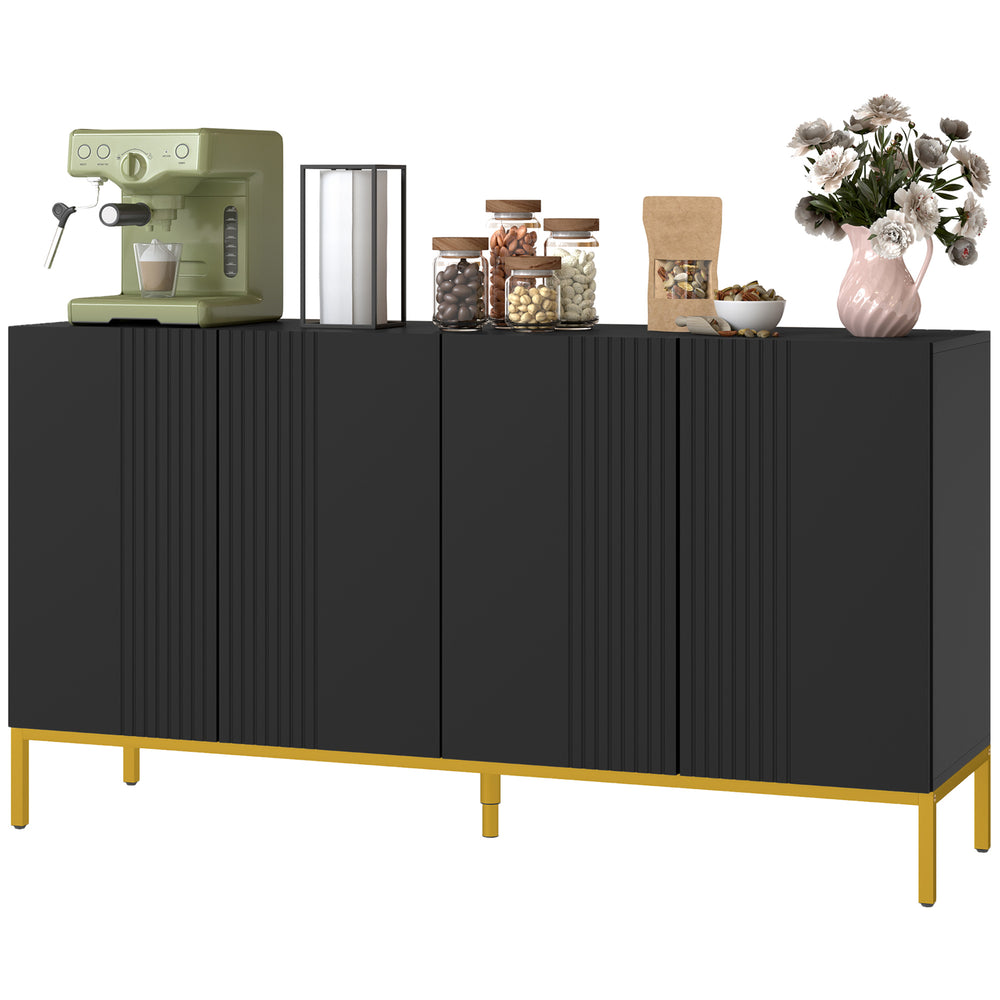 Buffet de rangement avec étagères réglables, portes à fermeture amortie, noir