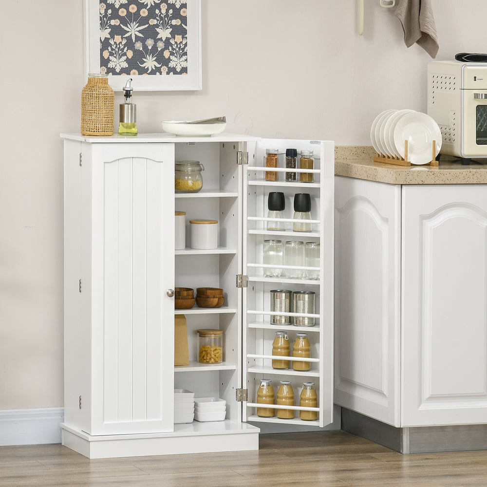 Armoire de rangement avec étagères réglables et rangement à épices, blanc