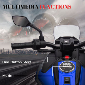 Honda 12V Motorcycle with Headlights and Training Wheels, Blue