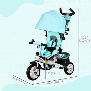 Tricycle 6 en 1 avec poignée parentale, vert