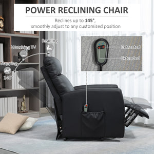 Fauteuil inclinable releveur électrique avec télécommande et poche latérale, noir