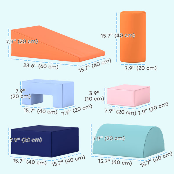 Aire de jeux souple 6 pièces pour enfants, orange et bleu