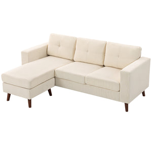 Canapé sectionnel avec méridienne convertible, blanc crème