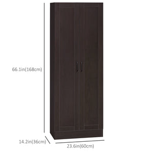 Meuble de rangement avec 2 portes à fermeture douce et 4 étagères, noyer foncé