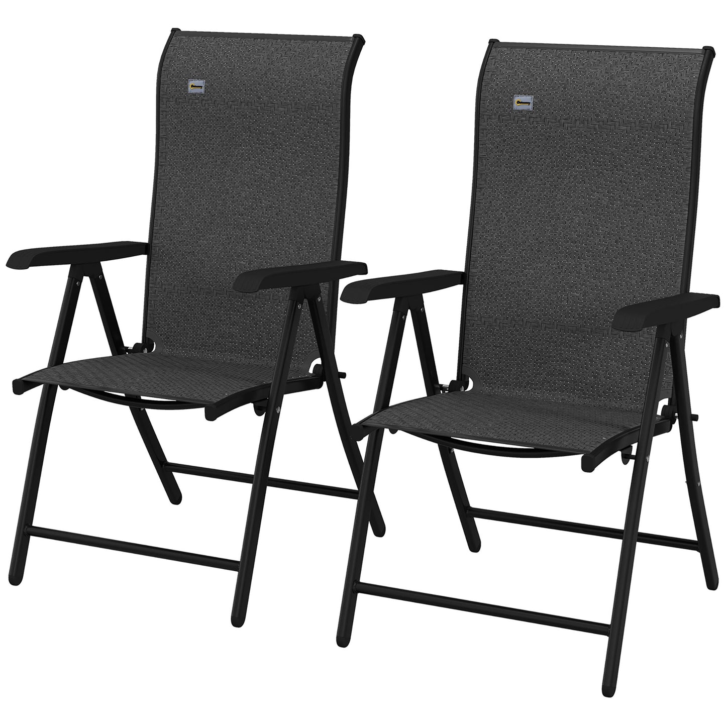Lot de 2 chaises pliantes d'extérieur en osier avec dossier réglable, gris