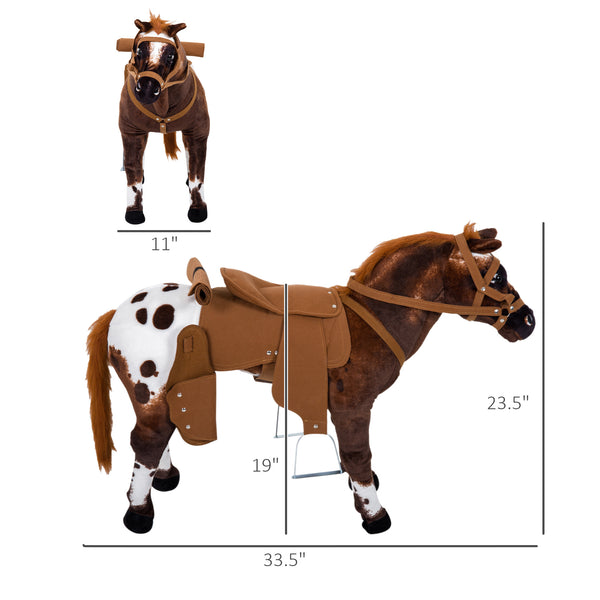 Ride-on horse with neighing, soft padding, brown