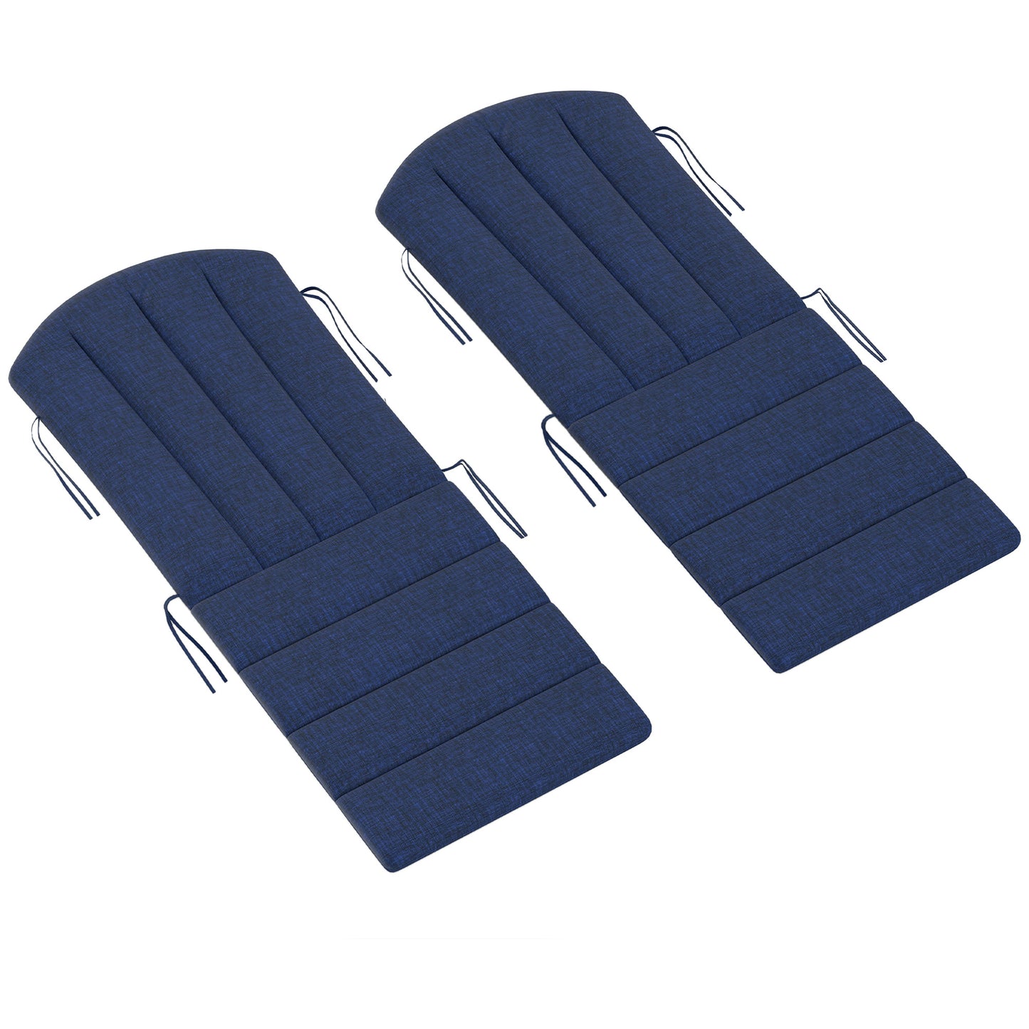 Lot de 2 coussins de chaise Adirondack à dossier haut avec attaches, mousse haute densité, bleu marine