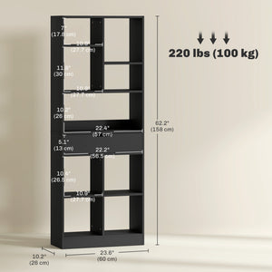 Bibliothèque haute avec tiroir, noir