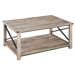 Table basse industrielle avec étagère de rangement inférieure