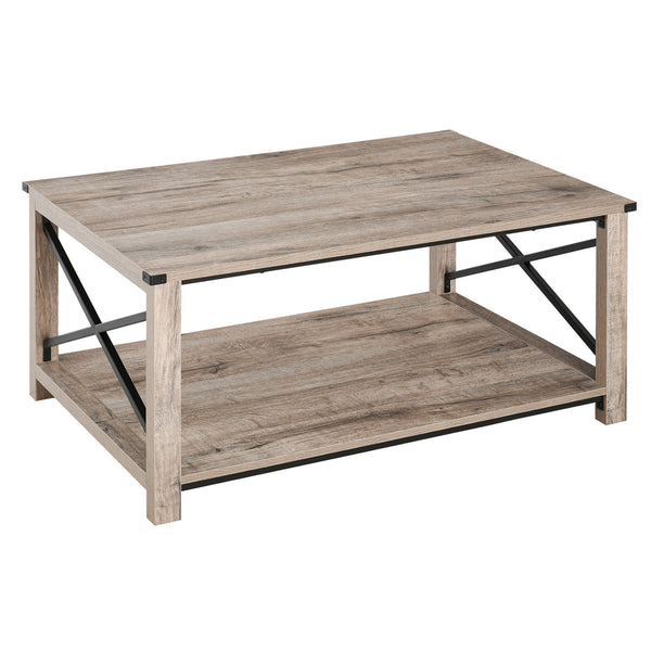 Table basse industrielle avec étagère de rangement inférieure
