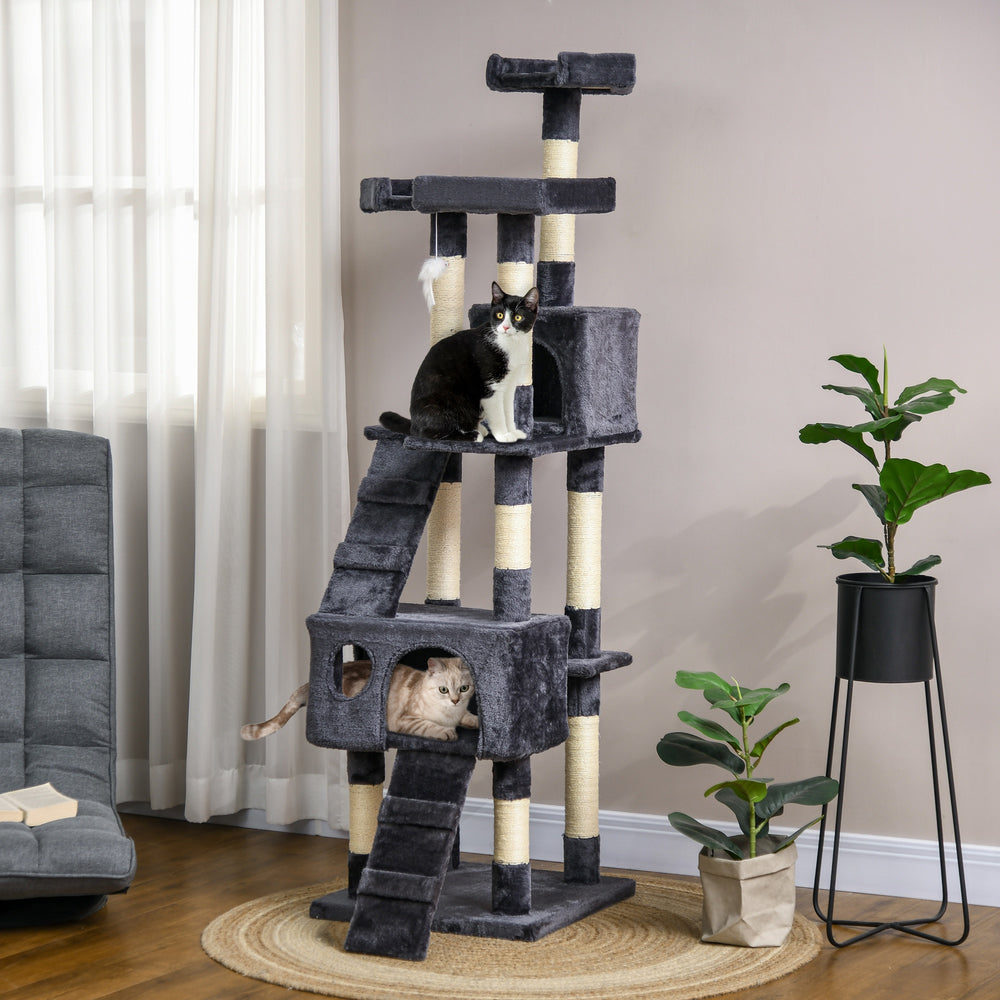 Arbre à chat à plusieurs niveaux de 172 cm, gris anthracite