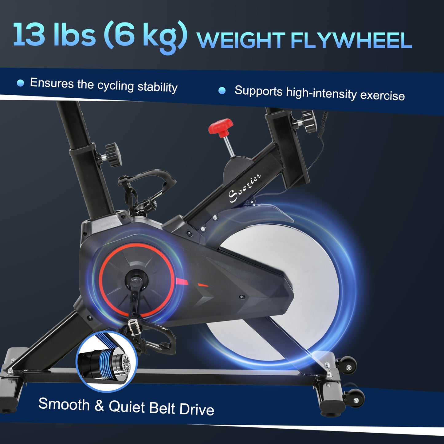 Vélo d'appartement vertical à résistance magnétique avec écran LCD, résistance réglable et coussin d'assise confortable
