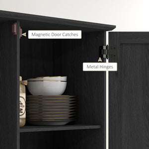 Meuble de rangement avec étagères de porte et étagères réglables, noir