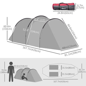 2-3 Person Pop-Up Camping Tent with Mosquito Net, Zippered Doors, Carry Bag for Fishing and Hiking, Dark Grey