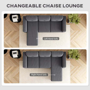 Canapé sectionnel avec méridienne convertible, gris foncé