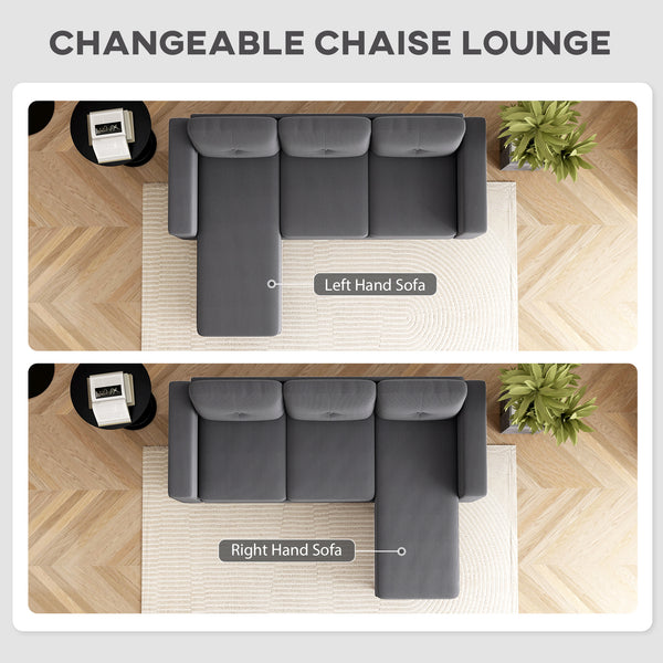 Canapé sectionnel avec méridienne convertible, gris foncé