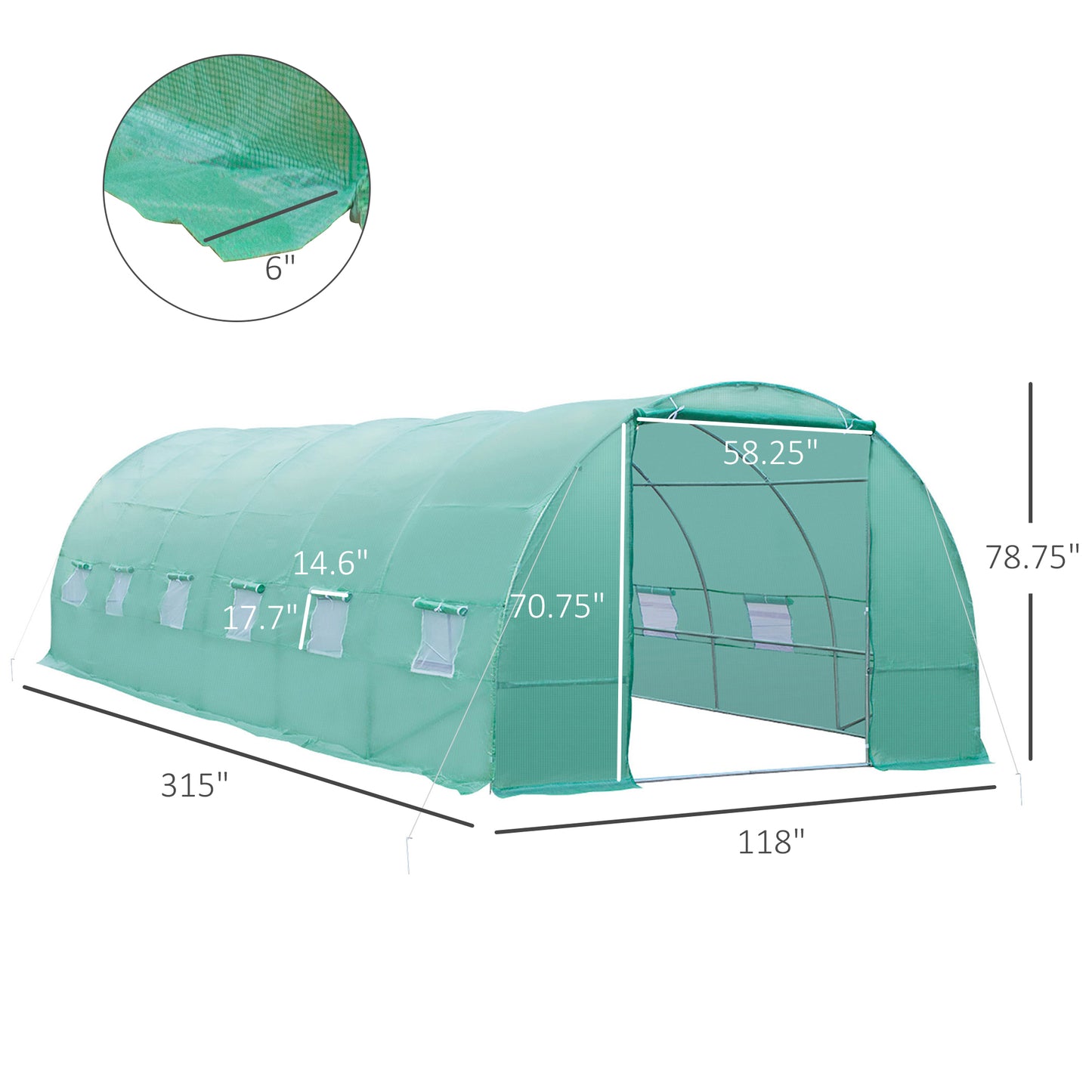 Outsunny 26' x 10' x 6.6' Large Garden Tunnel Greenhouse Seed Grow House for Plants Premium Steel Frame