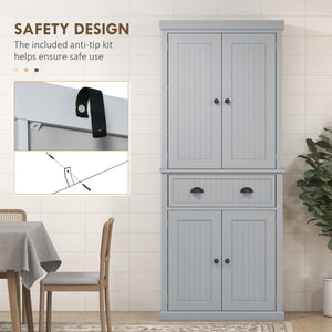 Garde-manger de 72 po avec tiroir, portes, gris
