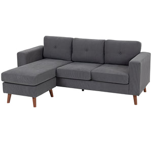 Canapé sectionnel avec méridienne convertible, gris foncé