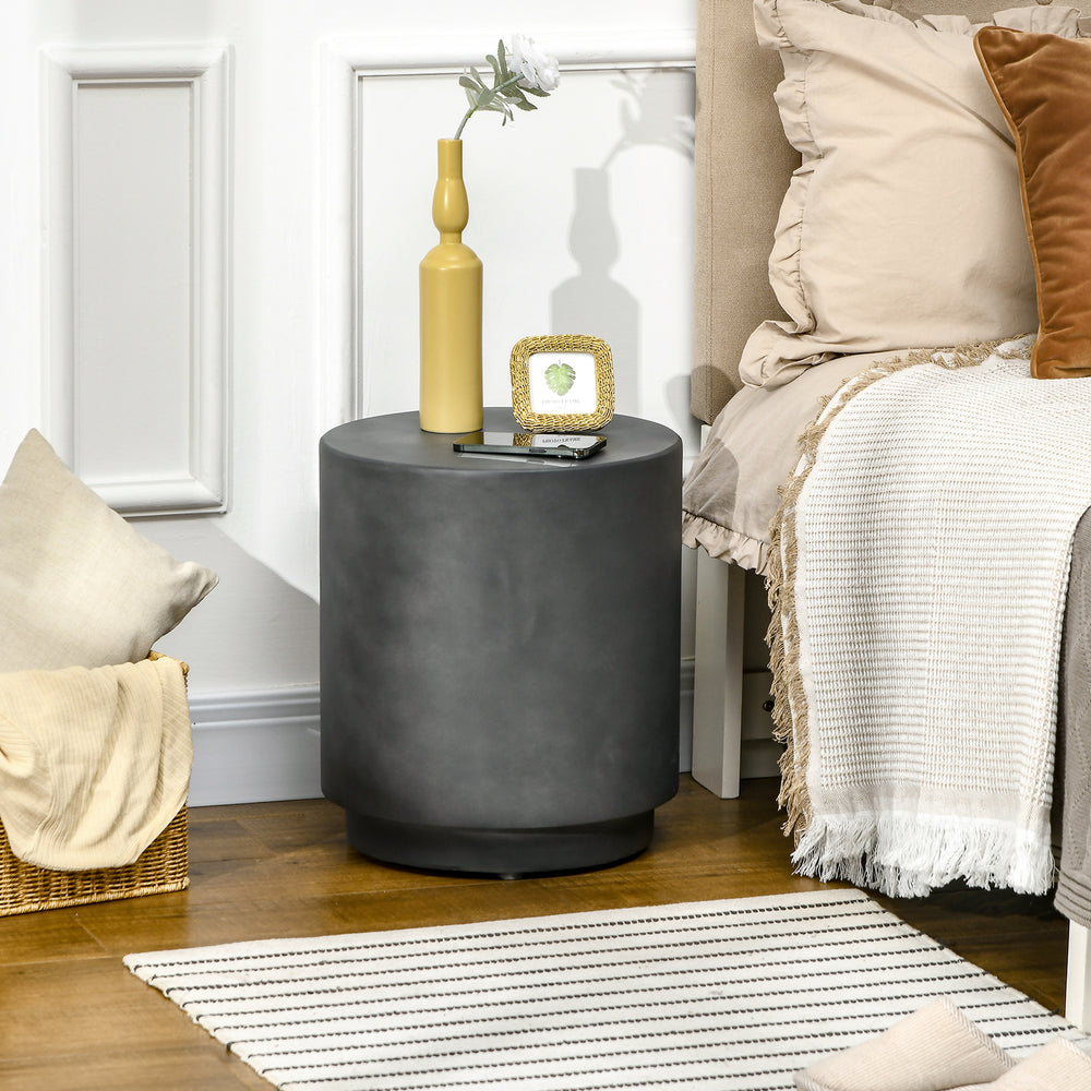 Table d'appoint finition Terrazzo ronde, gris anthracite