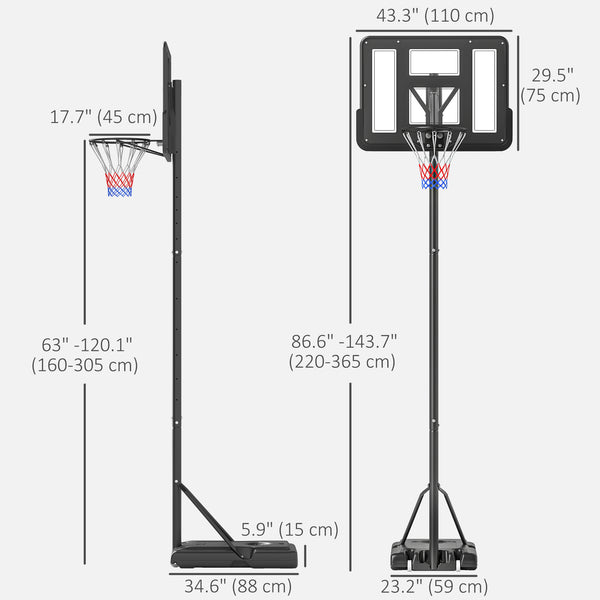 Panier de basket Soozier réglable en hauteur de 1,5 à 3 m