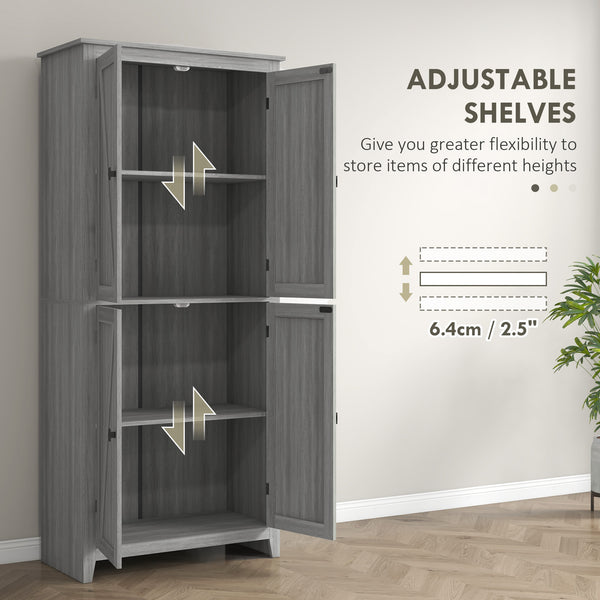 Meuble de rangement avec portes et étagères, gris