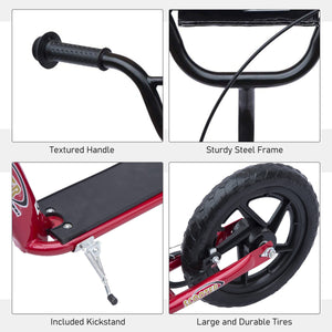 Trottinette avec pneus de 12 pouces, rouge