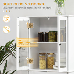 Meuble de rangement de 61 pouces avec portes en verre, blanc