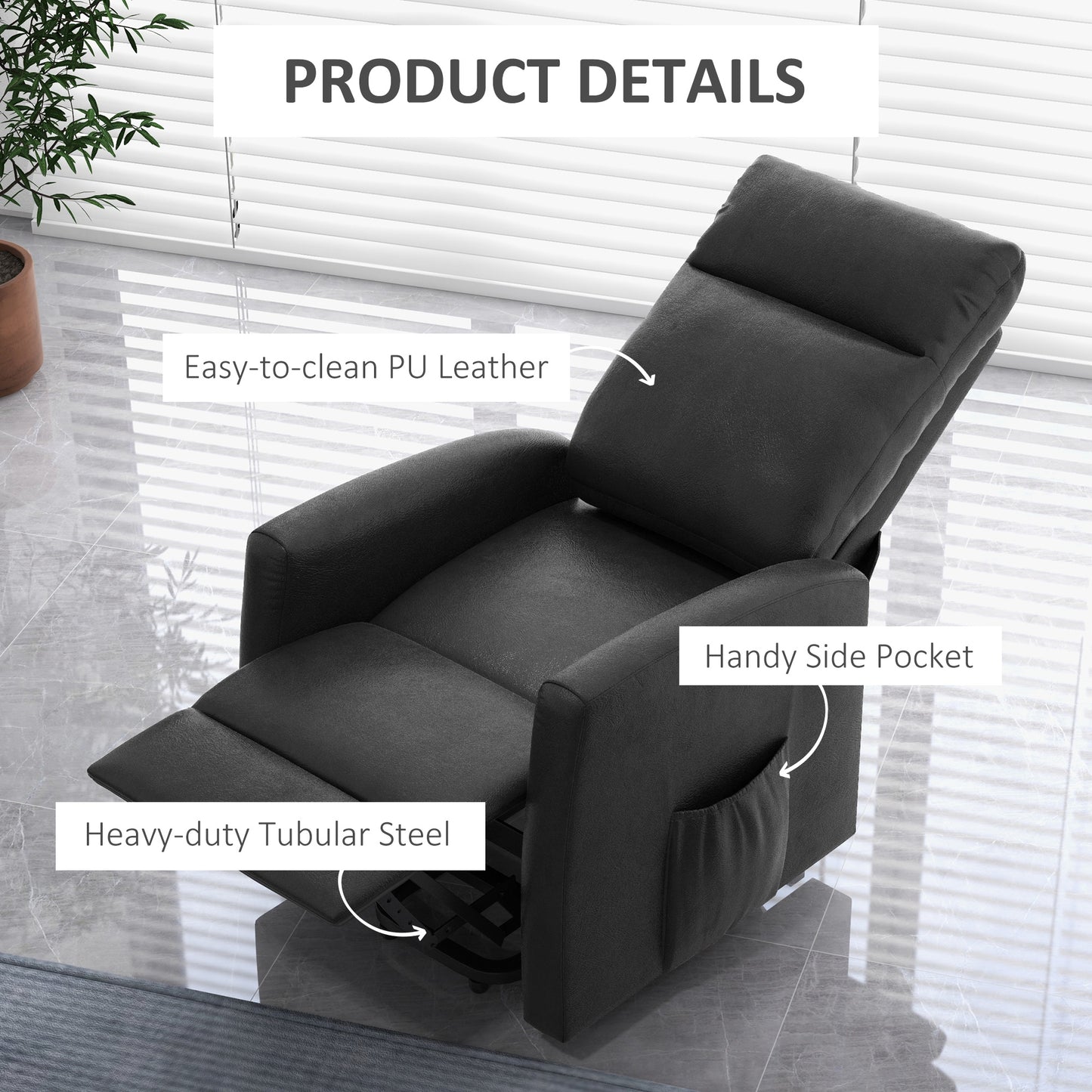 Fauteuil inclinable releveur électrique avec télécommande et poche latérale, gris