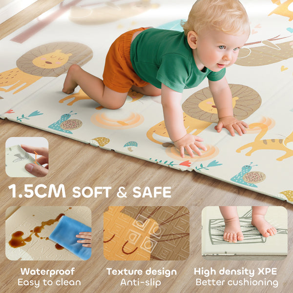 Tapis de jeu réversible et imperméable, pliable, motif animalier