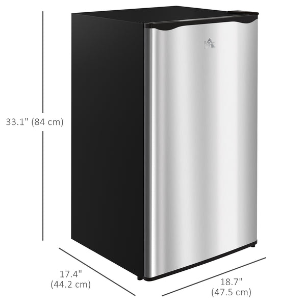 Réfrigérateur compact avec congélateur, étagère réglable, thermostat mécanique et porte réversible, argent