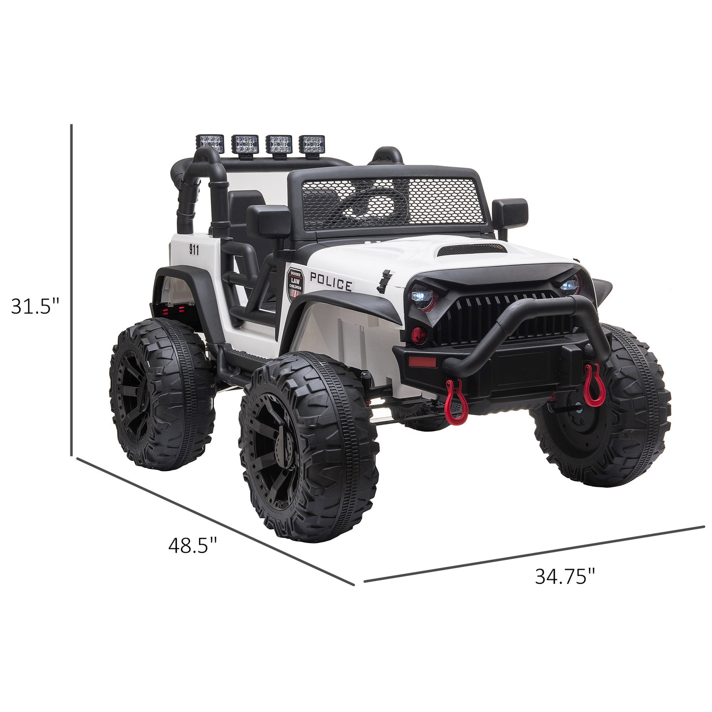 JEEP 12V Electric Police Car with Parental Remote Control, White
