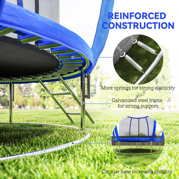 8ft Trampoline with Enclosure Net, Ladder and Curved Poles