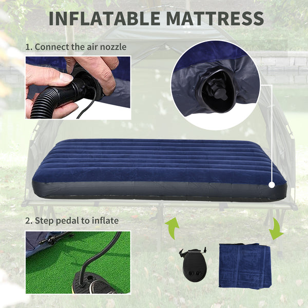 Foldable Portable Camping Tent Air Mattress with Carry Bag and Pump Backpacking Shelter Sleeping Bed Dark Green