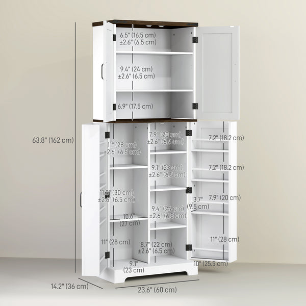 Meuble de rangement de 162 cm de haut avec étagères à épices, blanc