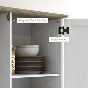 Meuble de rangement avec étagères de porte et étagères réglables, blanc crème