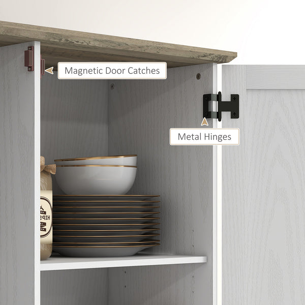Meuble de rangement avec étagères de porte et étagères réglables, blanc crème