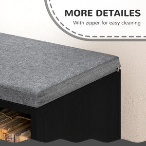 Bibliothèque avec 5 compartiments et coin lecture rembourré, noir vieilli