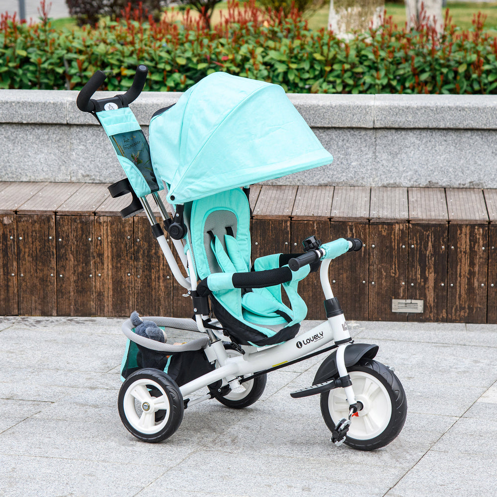 Tricycle 6 en 1 avec poignée parentale, vert