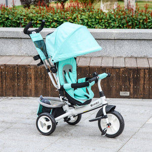 Tricycle 6 en 1 avec poignée parentale, vert