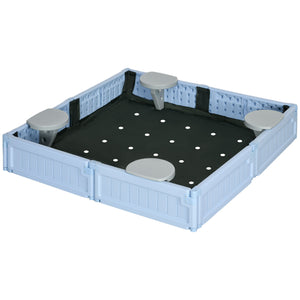Bac à sable avec auvent et revêtement en tissu, bleu gris