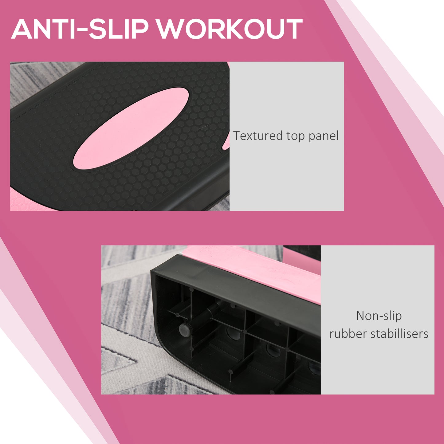 Stepper d'aérobic réglable Soozier, plateforme d'exercice, stepper, rehausseur de yoga, fitness, 10,2 à 15,2 cm, rose