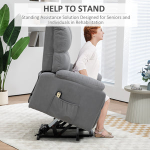 Fauteuil releveur pour seniors en microfibre avec télécommande, gris