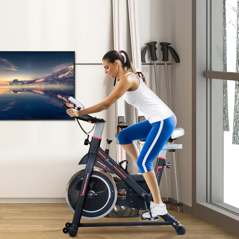 Upright Exercise Bike with LCD Display and Adjustable Resistance, Black